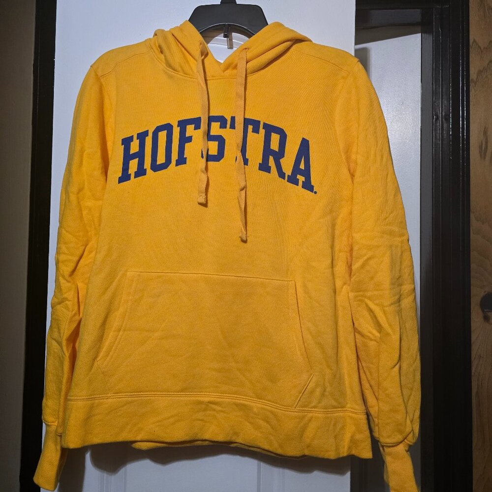 REDSHIRT Men's Yellow Hoodie W 'HOFSTRA' Printed On The Chest - Size Medium